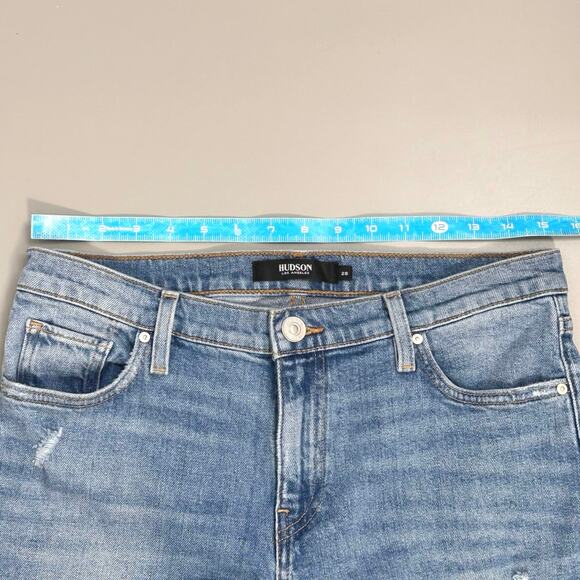 Hudson Lana Boyfriend Ripped Jeans Distressed Hem Denim Medium Wash Blue - Picture 10 of 12